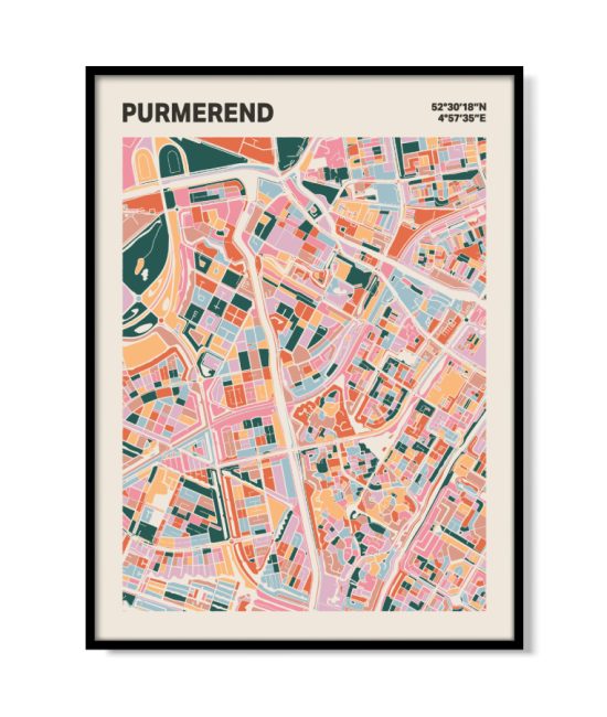 Plattegrond poster Licht Purmerend mozaiek stl 04 mockup lijst 05 | Funky Fellow