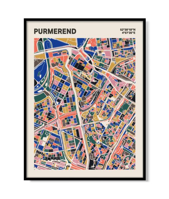 Plattegrond poster Licht Purmerend mozaiek stl 05 mockup lijst 05 | Funky Fellow