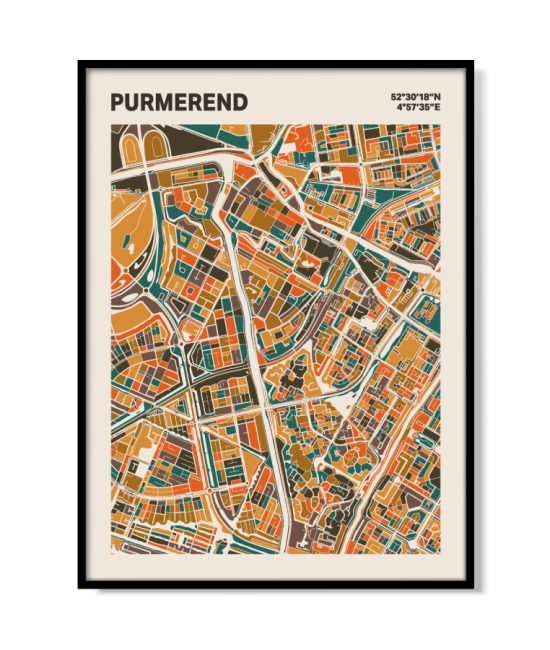 Plattegrond poster Licht Purmerend mozaiek stl 06 mockup lijst 05 | Funky Fellow