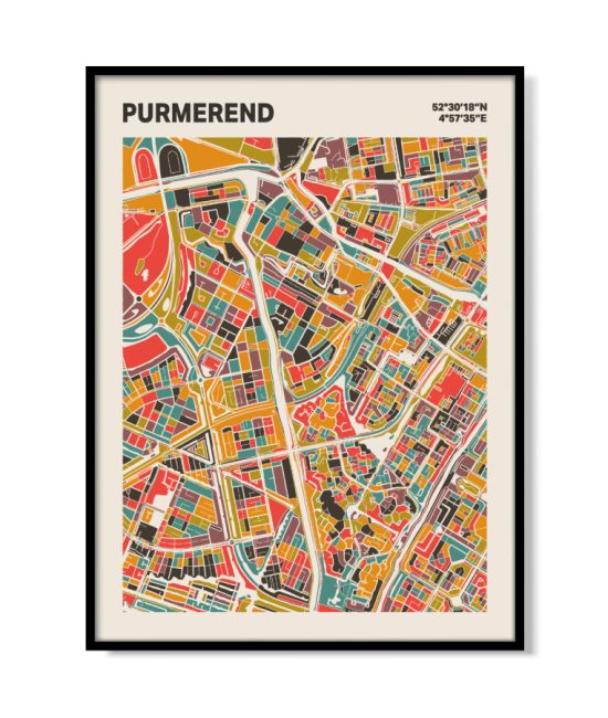 Plattegrond poster Licht Purmerend mozaiek stl 07 mockup lijst 05 | Funky Fellow