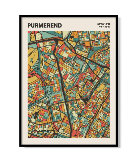 Plattegrond poster Licht Purmerend mozaiek stl 08 mockup lijst 05 | Funky Fellow