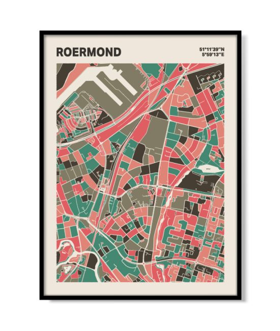 Plattegrond poster Licht Roermond mozaiek stl 02 mockup lijst 05 | Funky Fellow