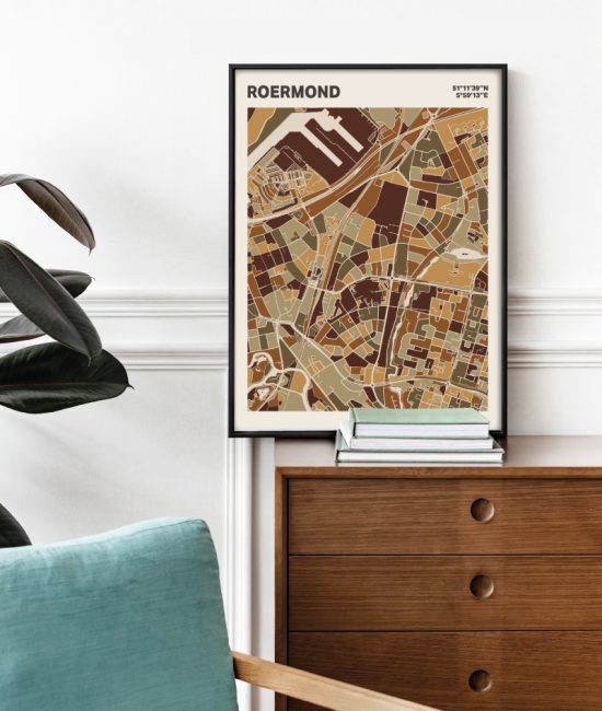 Plattegrond poster Licht Roermond mozaiek stl 03 Mockup stoel kast lijst 03 | Funky Fellow
