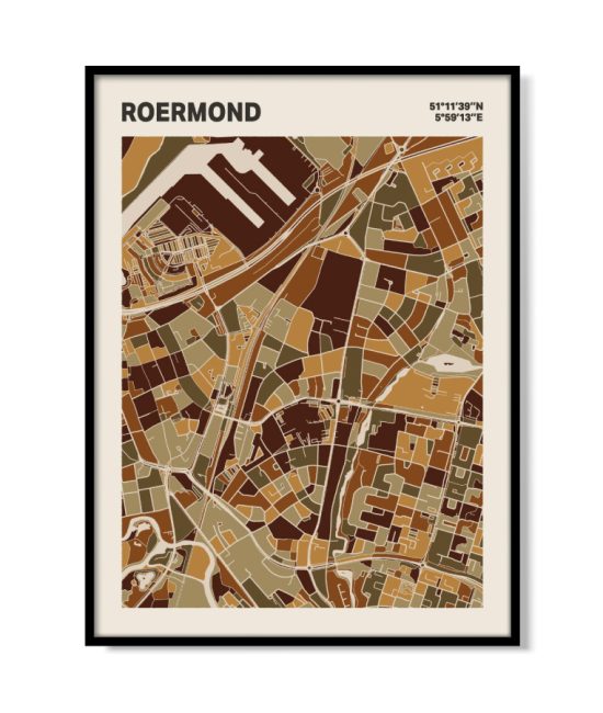 Plattegrond poster Licht Roermond mozaiek stl 03 mockup lijst 05 | Funky Fellow