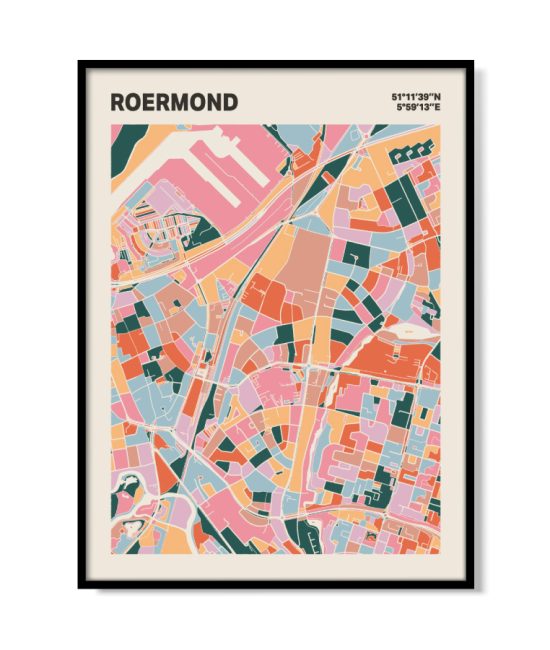 Plattegrond poster Licht Roermond mozaiek stl 04 mockup lijst 05 | Funky Fellow