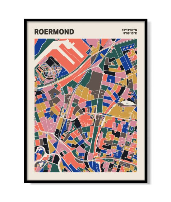 Plattegrond poster Licht Roermond mozaiek stl 05 mockup lijst 05 | Funky Fellow