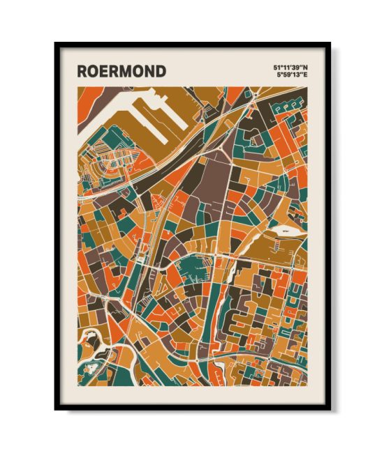 Plattegrond poster Licht Roermond mozaiek stl 06 mockup lijst 05 | Funky Fellow