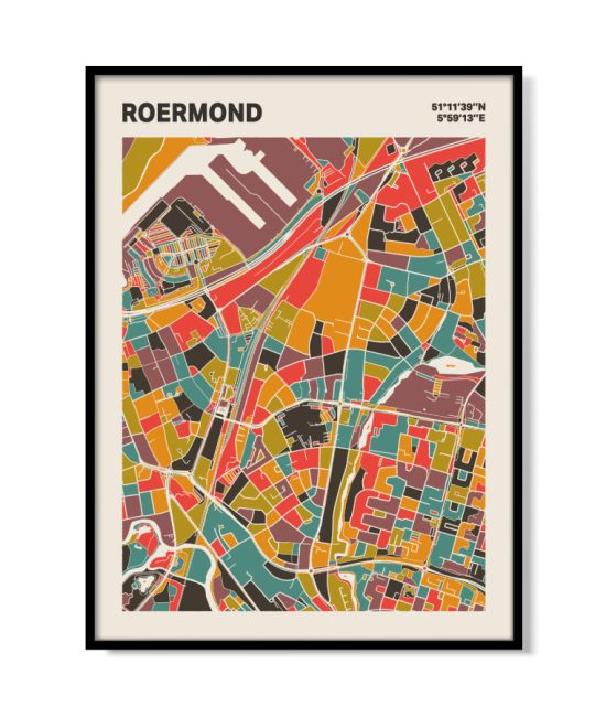Plattegrond poster Licht Roermond mozaiek stl 07 mockup lijst 05 | Funky Fellow