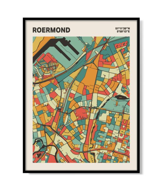 Plattegrond poster Licht Roermond mozaiek stl 08 mockup lijst 05 | Funky Fellow