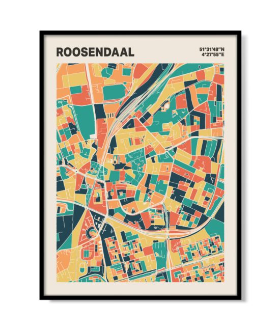 Plattegrond poster Licht Roosendaal mozaiek stl 01 mockup lijst 05 | Funky Fellow