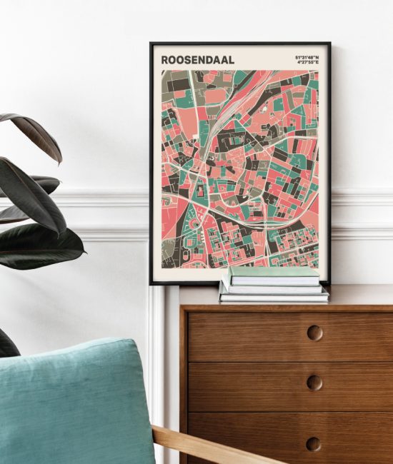 Plattegrond poster Licht Roosendaal mozaiek stl 02 Mockup stoel kast lijst 03 | Funky Fellow