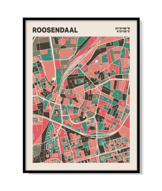 Plattegrond poster Licht Roosendaal mozaiek stl 02 mockup lijst 05 | Funky Fellow