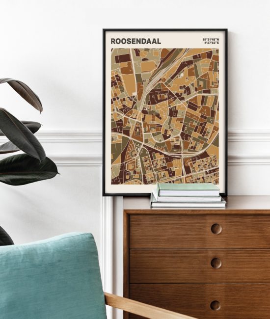 Plattegrond poster Licht Roosendaal mozaiek stl 03 Mockup stoel kast lijst 03 | Funky Fellow