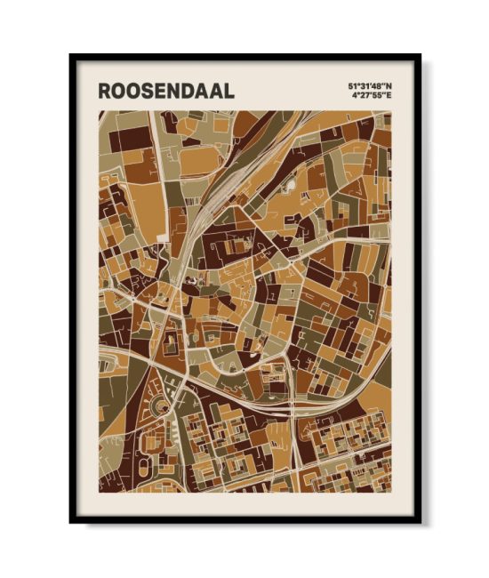 Plattegrond poster Licht Roosendaal mozaiek stl 03 mockup lijst 05 | Funky Fellow