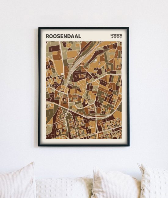 Plattegrond poster Licht Roosendaal mozaiek stl 03 mockup lijst muur bank 02 | Funky Fellow
