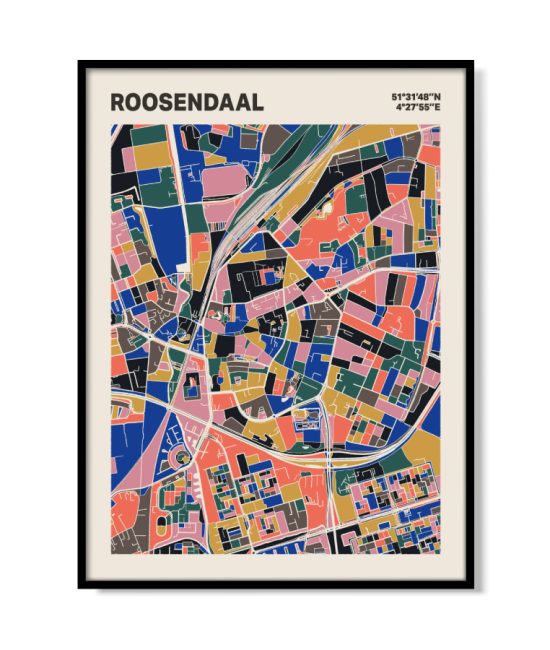 Plattegrond poster Licht Roosendaal mozaiek stl 05 mockup lijst 05 | Funky Fellow