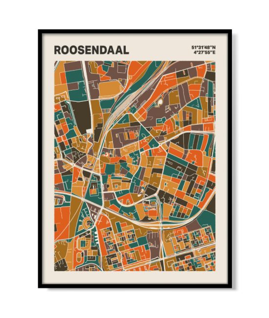 Plattegrond poster Licht Roosendaal mozaiek stl 06 mockup lijst 05 | Funky Fellow