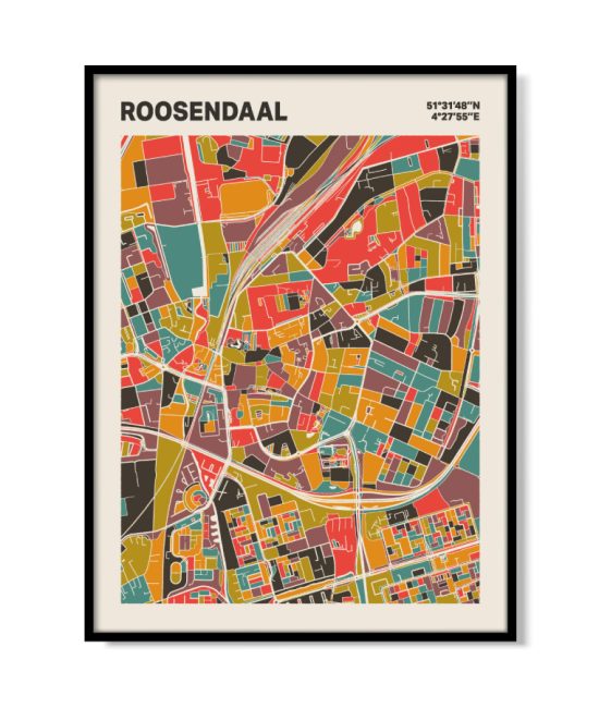 Plattegrond poster Licht Roosendaal mozaiek stl 07 mockup lijst 05 | Funky Fellow