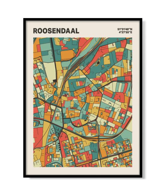 Plattegrond poster Licht Roosendaal mozaiek stl 08 mockup lijst 05 | Funky Fellow