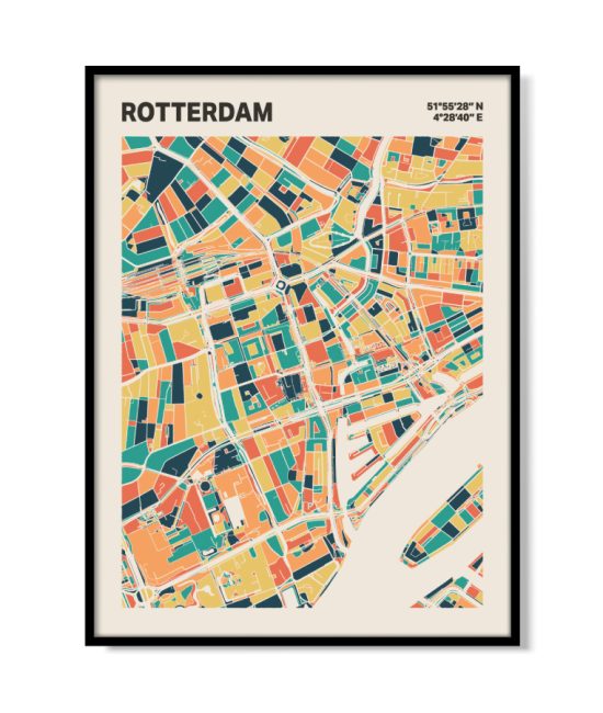 Plattegrond poster Licht Rotterdam mozaiek stl 01 mockup lijst 05 | Funky Fellow