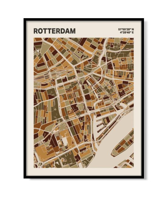 Plattegrond poster Licht Rotterdam mozaiek stl 03 mockup lijst 05 | Funky Fellow