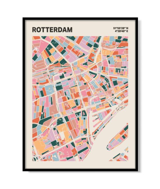 Plattegrond poster Licht Rotterdam mozaiek stl 04 mockup lijst 05 | Funky Fellow