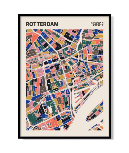 Plattegrond poster Licht Rotterdam mozaiek stl 05 mockup lijst 05 | Funky Fellow