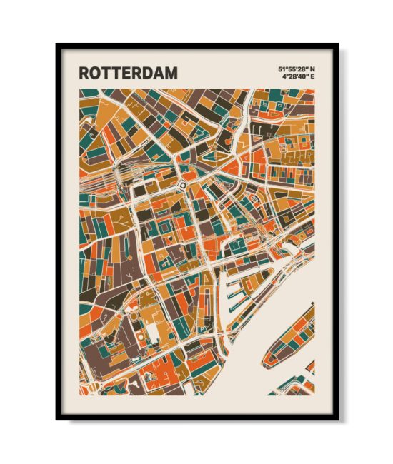 Plattegrond poster Licht Rotterdam mozaiek stl 06 mockup lijst 05 | Funky Fellow