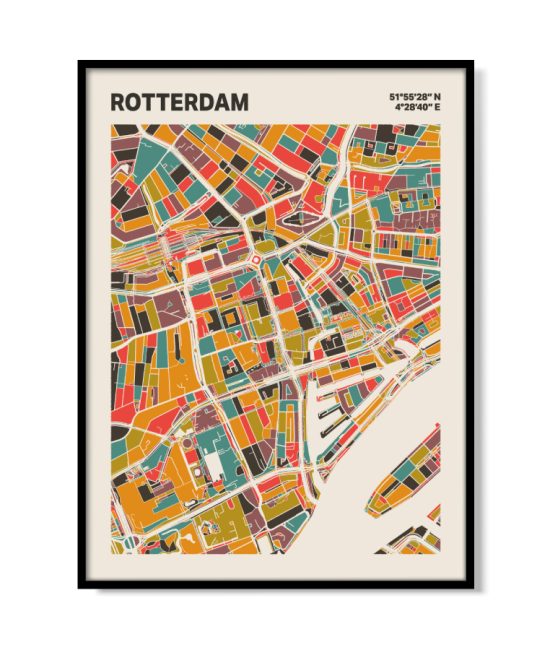 Plattegrond poster Licht Rotterdam mozaiek stl 07 mockup lijst 05 | Funky Fellow