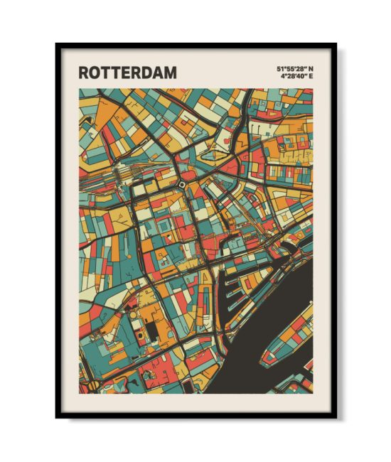 Plattegrond poster Licht Rotterdam mozaiek stl 08 mockup lijst 05 | Funky Fellow