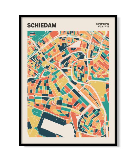 Plattegrond poster Licht Schiedam mozaiek stl 01 mockup lijst 05 | Funky Fellow