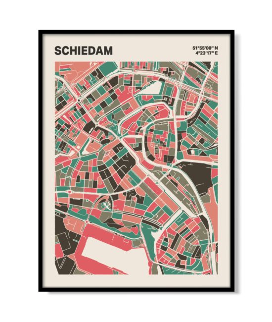 Plattegrond poster Licht Schiedam mozaiek stl 02 mockup lijst 05 | Funky Fellow