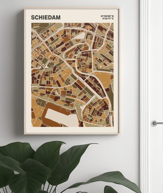 Plattegrond poster Licht Schiedam mozaiek stl 03 Mockup muur plant lijst 04 | Funky Fellow