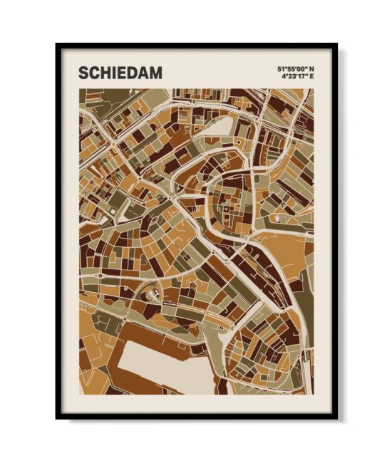 Plattegrond poster Licht Schiedam mozaiek stl 03 mockup lijst 05 | Funky Fellow