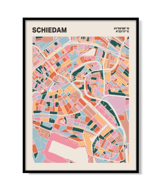 Plattegrond poster Licht Schiedam mozaiek stl 04 mockup lijst 05 | Funky Fellow