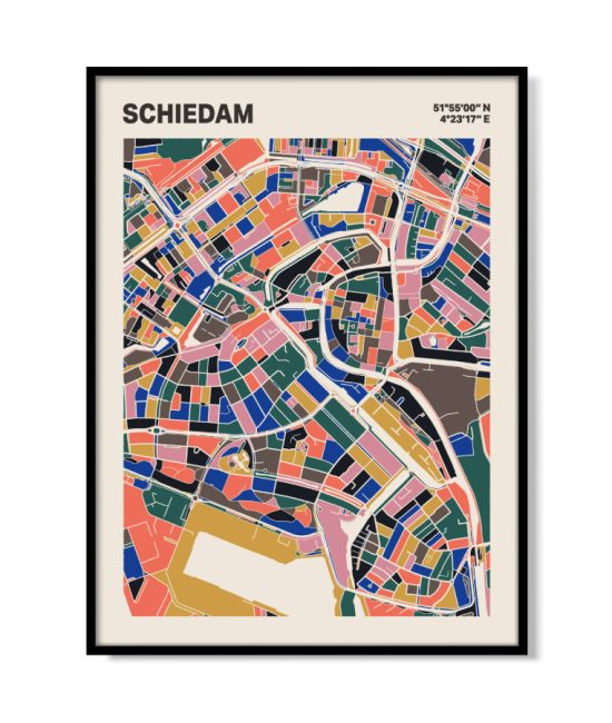 Plattegrond poster Licht Schiedam mozaiek stl 05 mockup lijst 05 | Funky Fellow