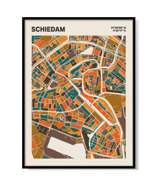 Plattegrond poster Licht Schiedam mozaiek stl 06 mockup lijst 05 | Funky Fellow