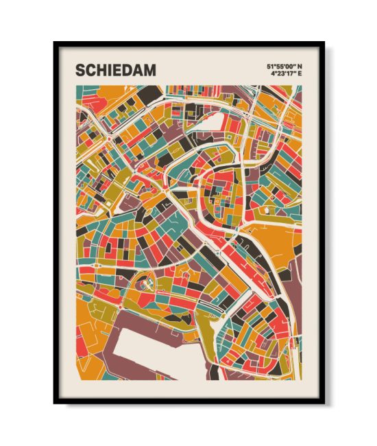 Plattegrond poster Licht Schiedam mozaiek stl 07 mockup lijst 05 | Funky Fellow