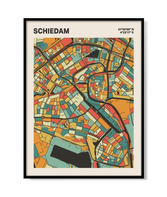 Plattegrond poster Licht Schiedam mozaiek stl 08 mockup lijst 05 | Funky Fellow