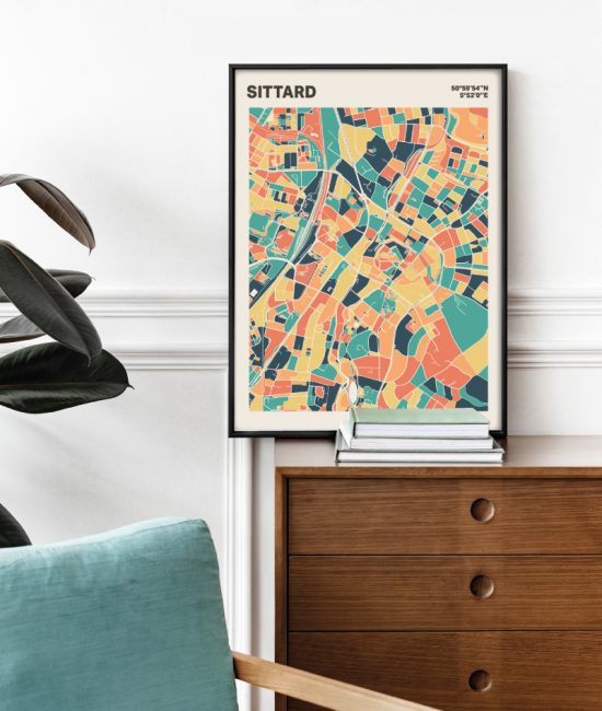 Plattegrond poster Licht Sittard mozaiek stl 01 Mockup stoel kast lijst 03 | Funky Fellow