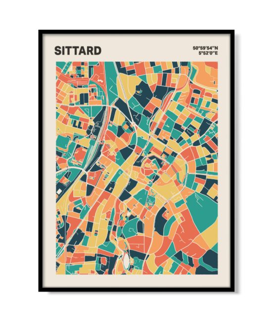 Plattegrond poster Licht Sittard mozaiek stl 01 mockup lijst 05 | Funky Fellow