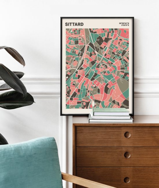 Plattegrond poster Licht Sittard mozaiek stl 02 Mockup stoel kast lijst 03 | Funky Fellow