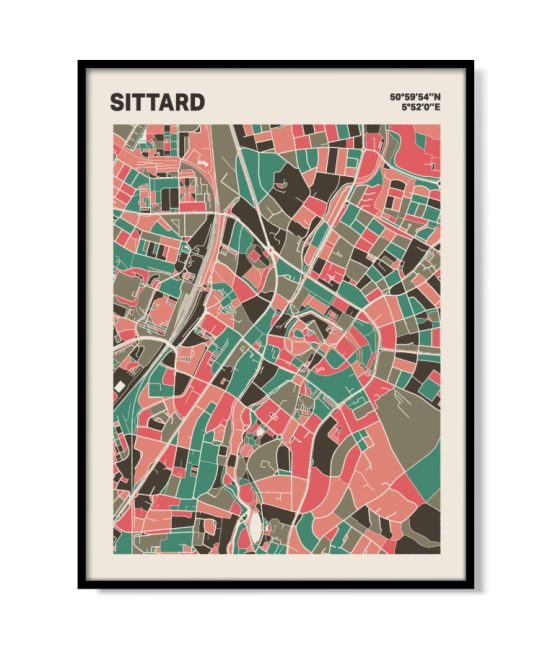Plattegrond poster Licht Sittard mozaiek stl 02 mockup lijst 05 | Funky Fellow