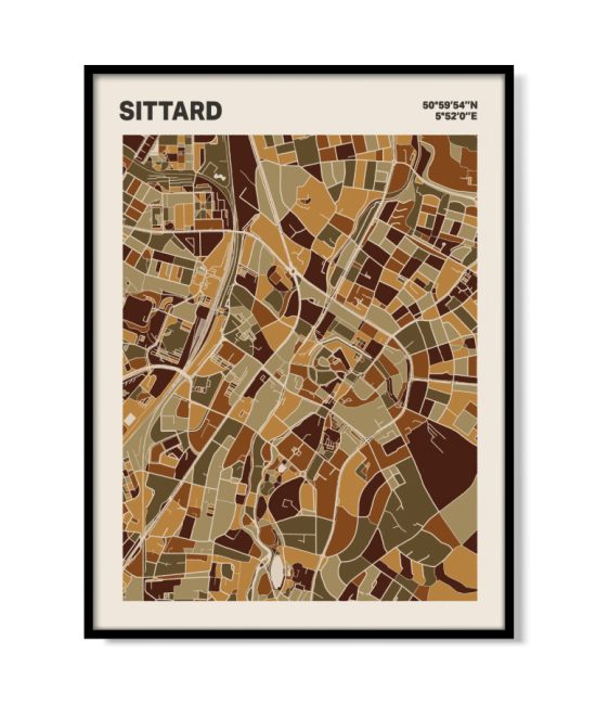 Plattegrond poster Licht Sittard mozaiek stl 03 mockup lijst 05 | Funky Fellow