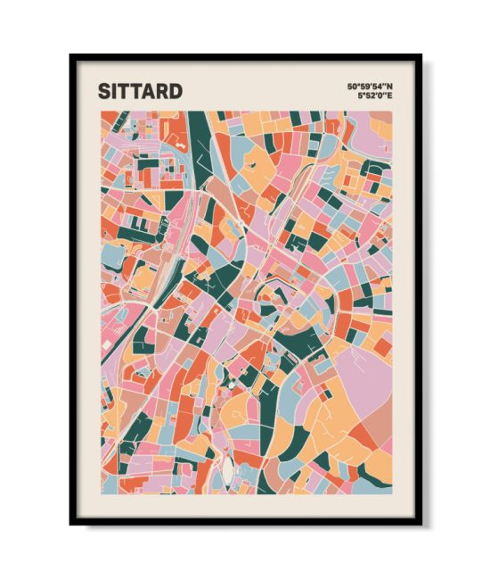 Plattegrond poster Licht Sittard mozaiek stl 04 mockup lijst 05 | Funky Fellow