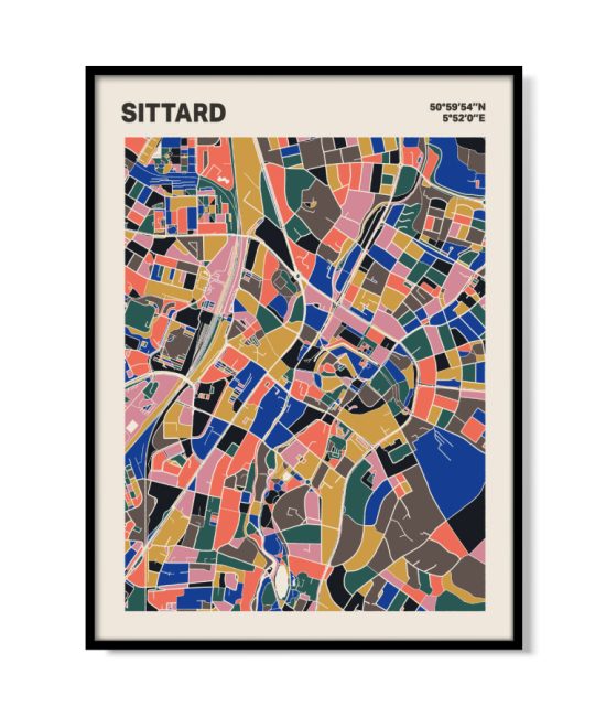 Plattegrond poster Licht Sittard mozaiek stl 05 mockup lijst 05 | Funky Fellow