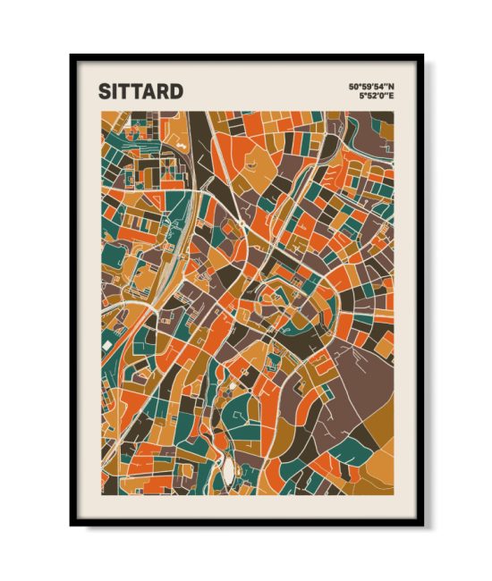 Plattegrond poster Licht Sittard mozaiek stl 06 mockup lijst 05 | Funky Fellow