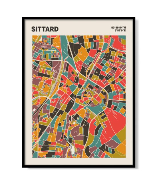 Plattegrond poster Licht Sittard mozaiek stl 07 mockup lijst 05 | Funky Fellow