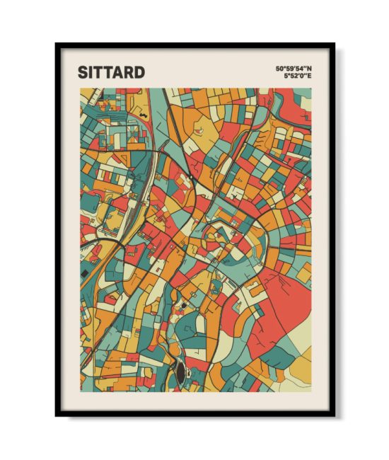 Plattegrond poster Licht Sittard mozaiek stl 08 mockup lijst 05 | Funky Fellow