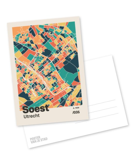 Plattegrond poster Licht Soest mozaiek stl 01 mockup A6 schaduw voor en achter | Funky Fellow
